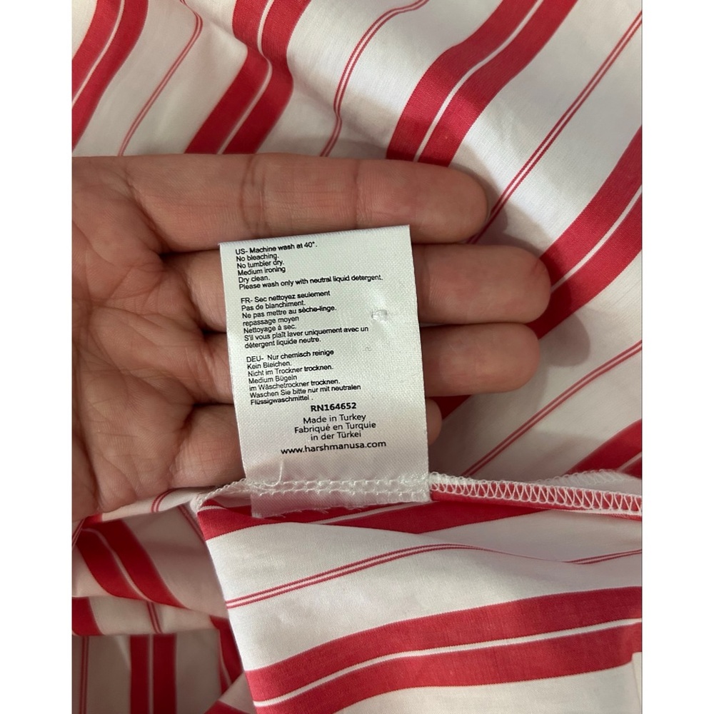 Anthropologie Harshman Woman’s COOPER Button up SHIRT Medium Red White striped - Picture 6 of 6